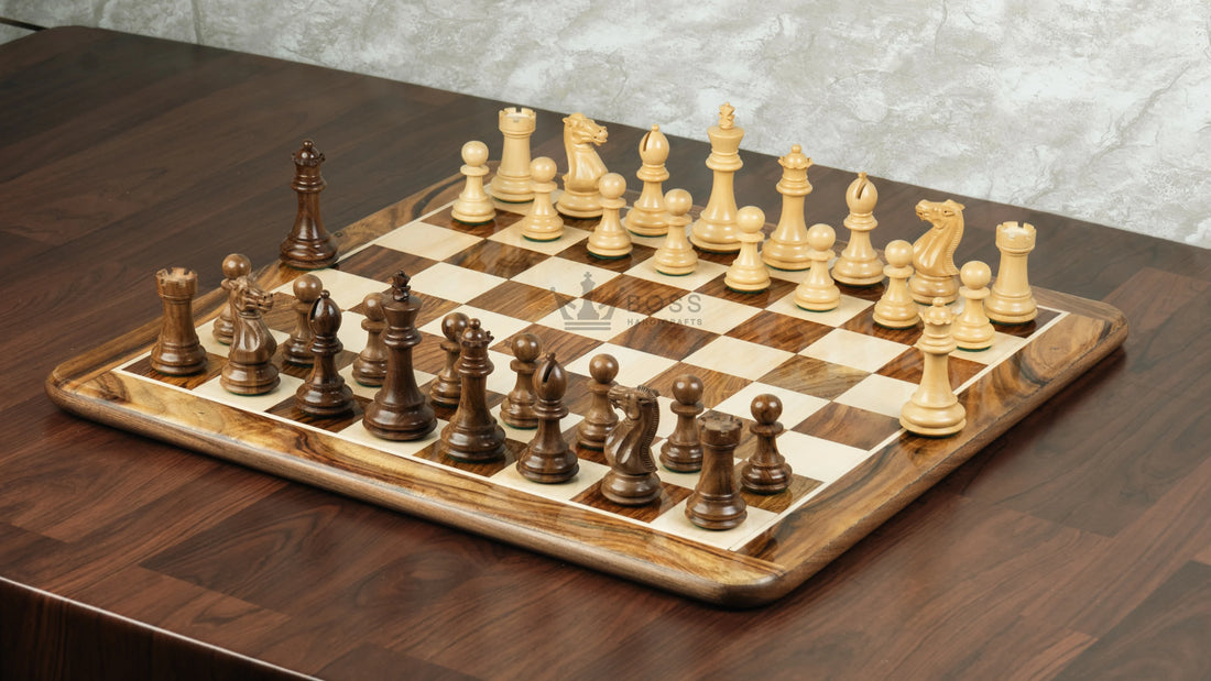 Handcrafted wooden chess set celebrating Indian craftsmanship for Independence Day in Bangalore