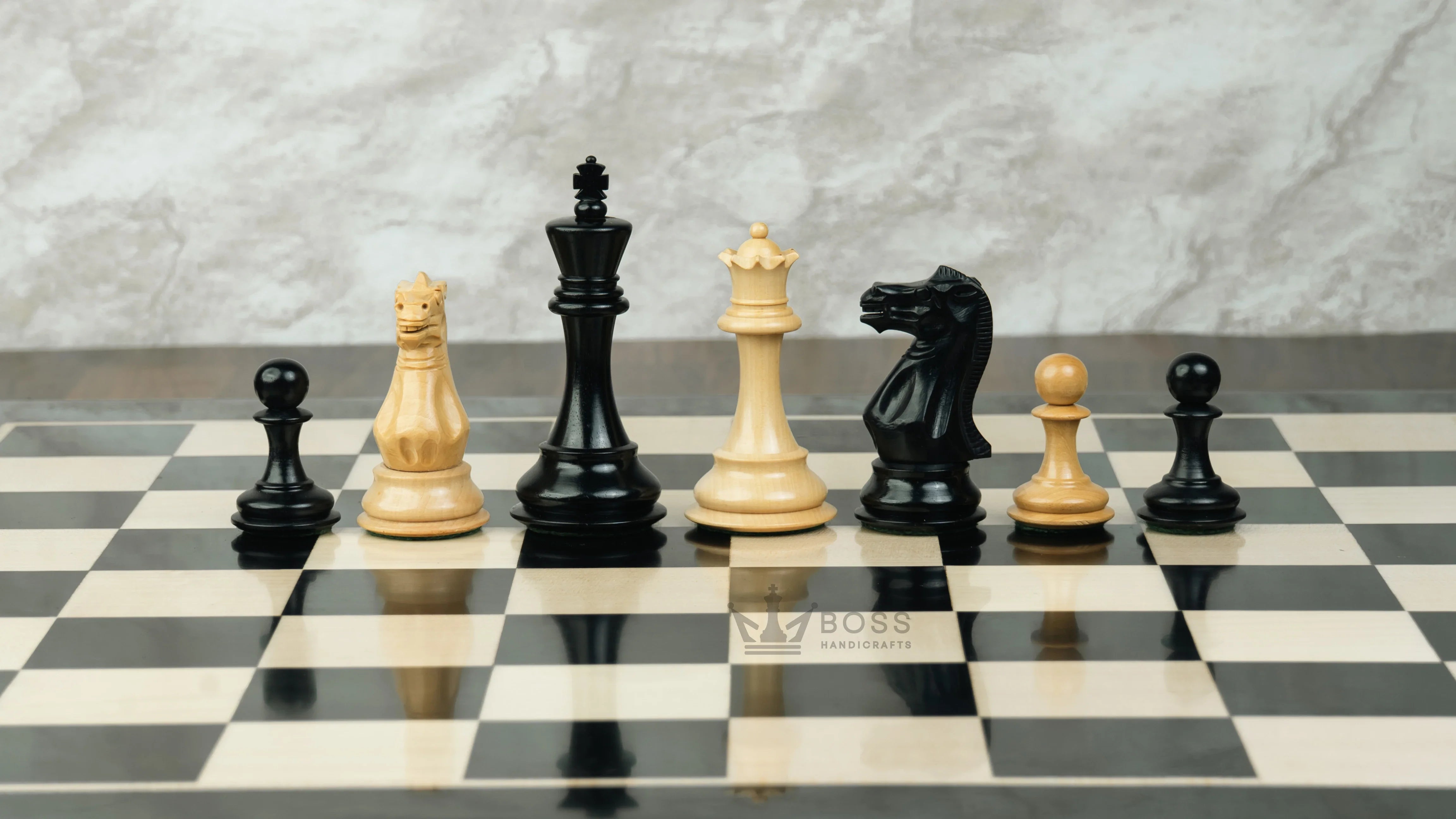 Ebonised Wood Chess Pieces