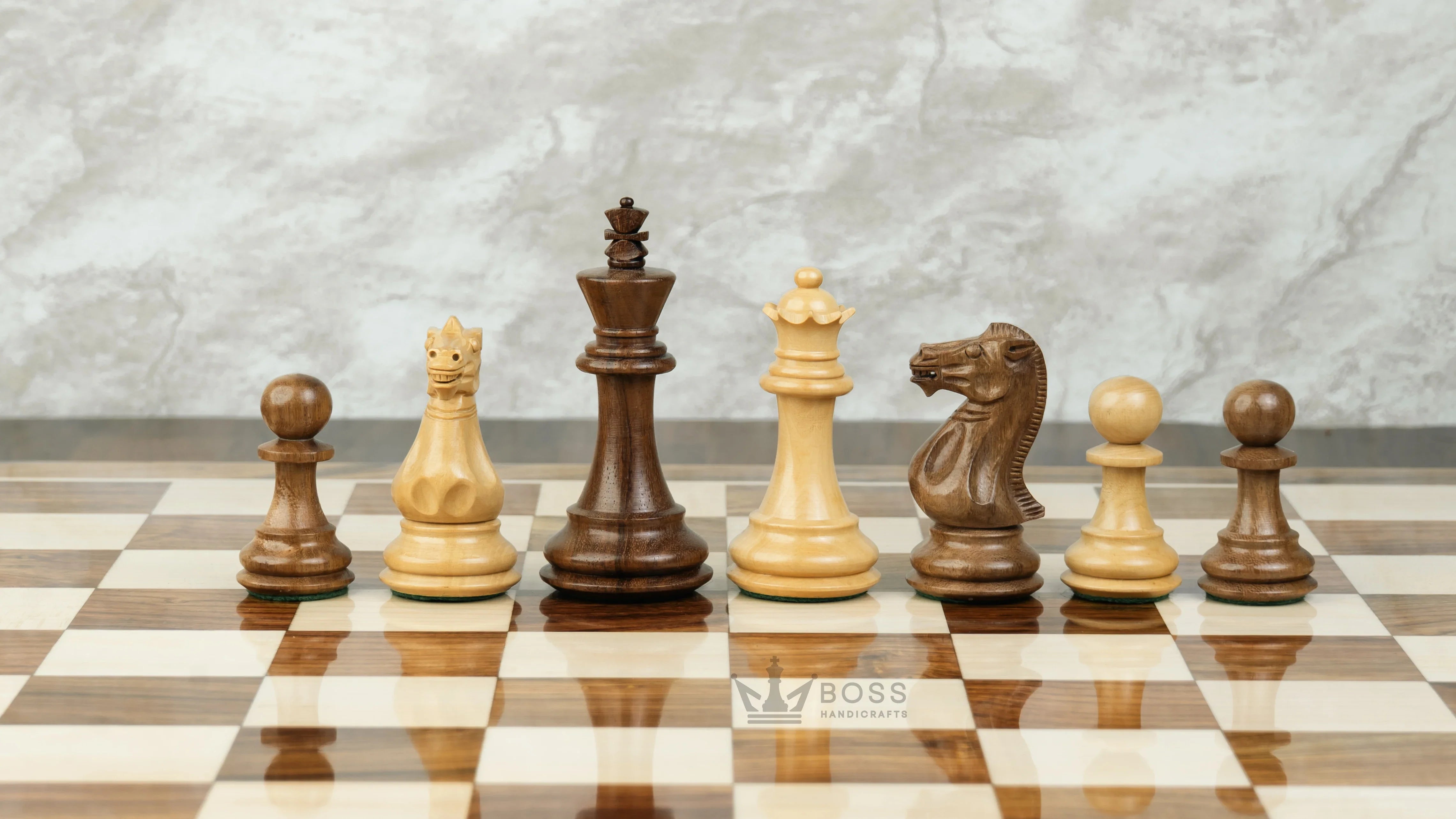 Golden Rosewood Chess Pieces