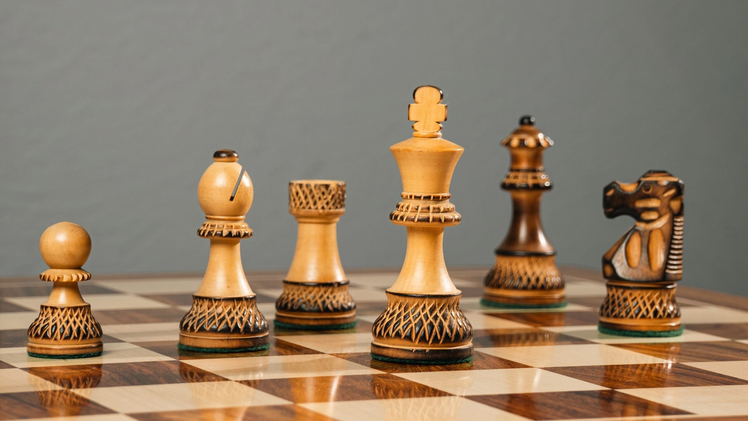 Burnt Wood Chess Pieces