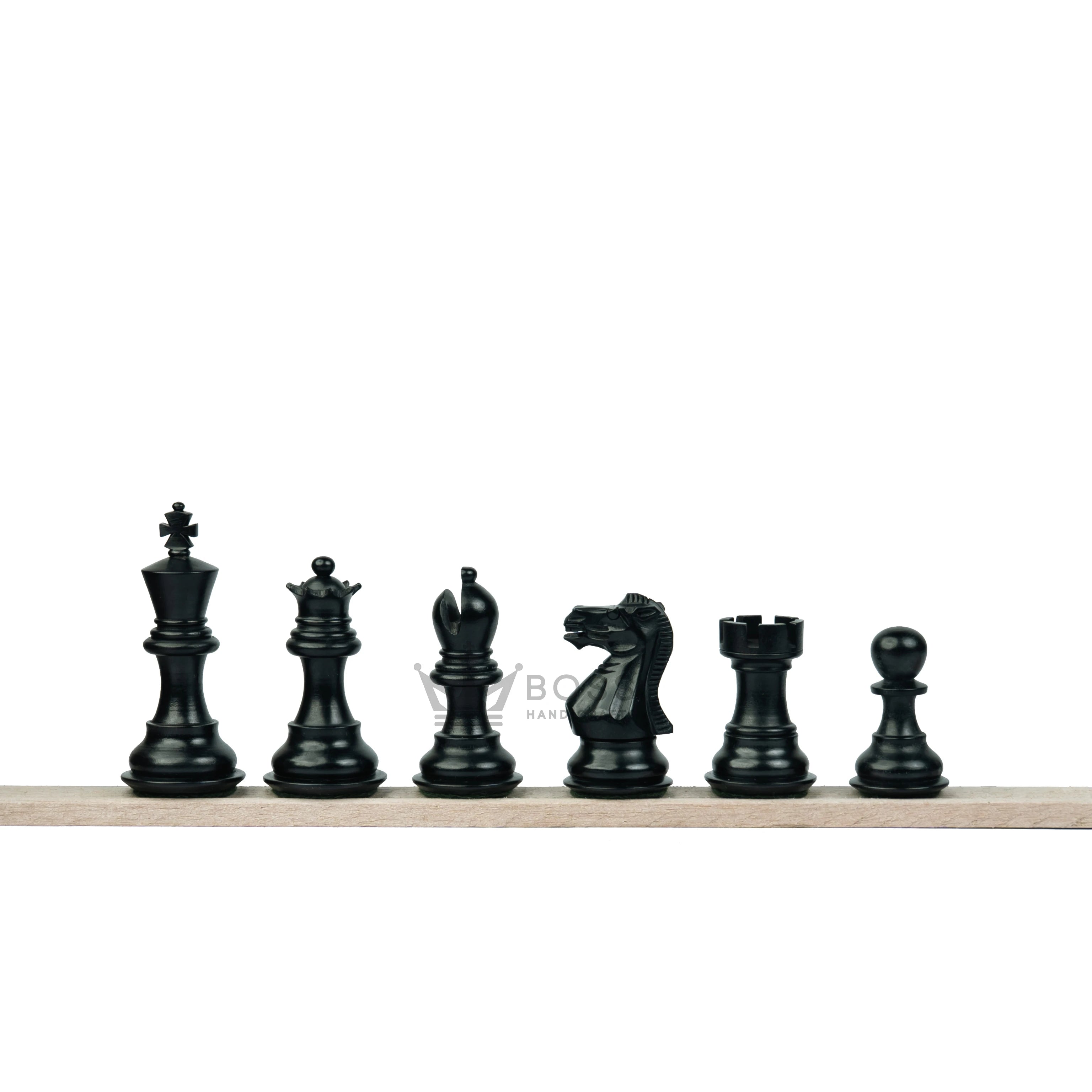 3” ROYAL KNIGHT STAUNTON EBONISED WEIGHTED CHESS PIECES