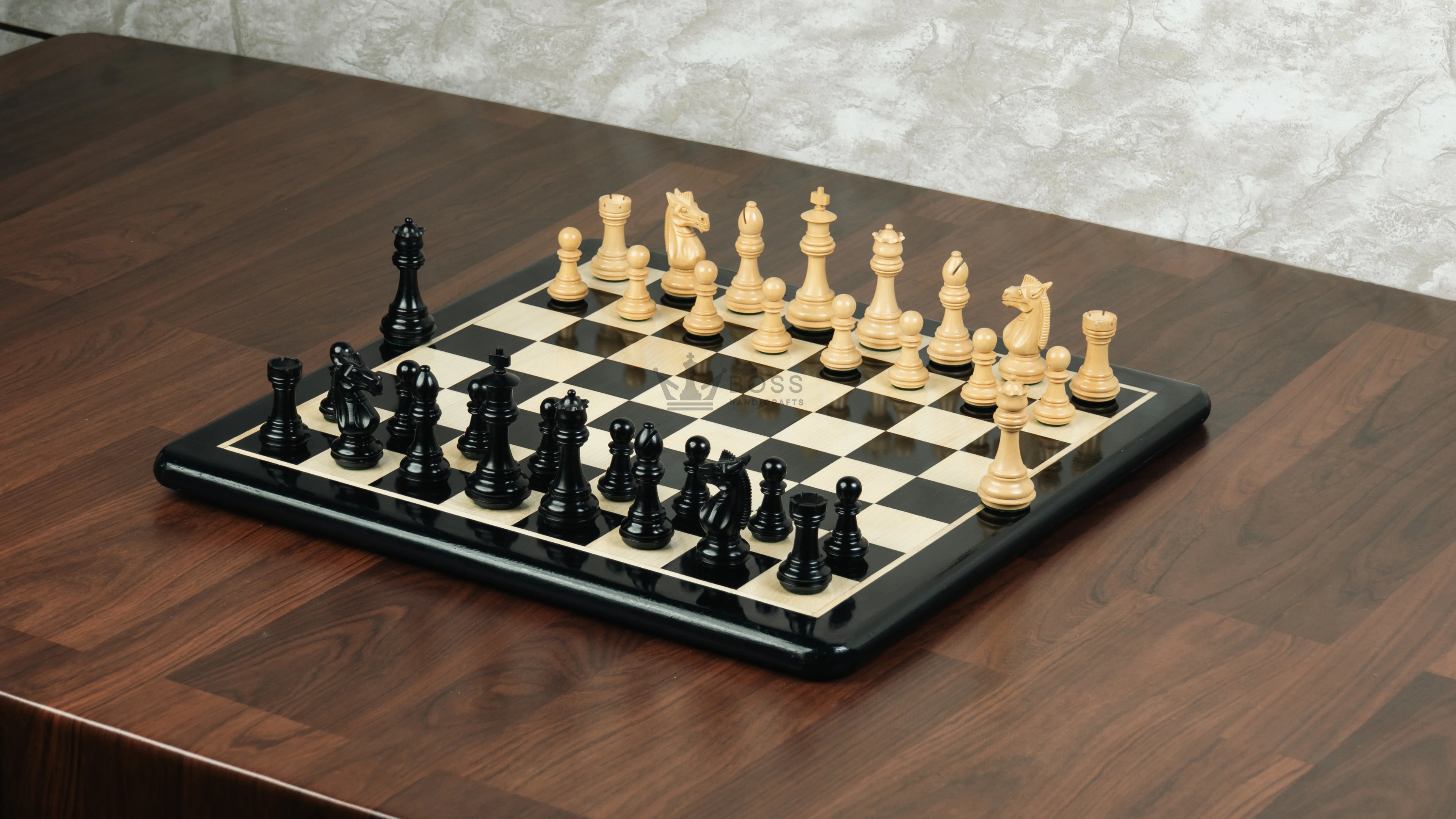 3.4” MEGHDOOT STAUNTON WEIGHTED EBONISED CHESS PIECES
