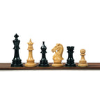 4.5”STAUNTON BRIDLE KNIGHT LUXURY TRIPLE WEIGHTED CHESS PIECES, 21” EBONY CHESSBOARD & LEATHER BOX