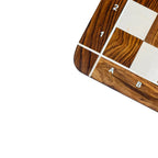 23” GOLDEN ROSEWOOD & MAPLE WOOD CHESS BOARD CROSS WITH NOTATION - 60mm SQUARE