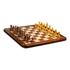 Premium wooden chess set with carved Staunton chess pieces and golden rosewood chessboard