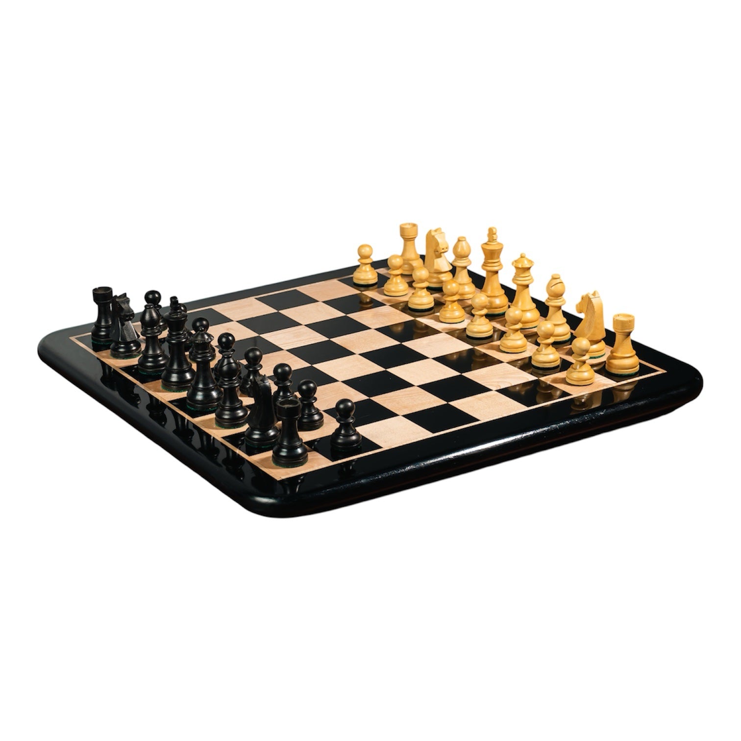 Premium wooden chess set with 3.75 inch ebonised chess pieces and ebony chessboard