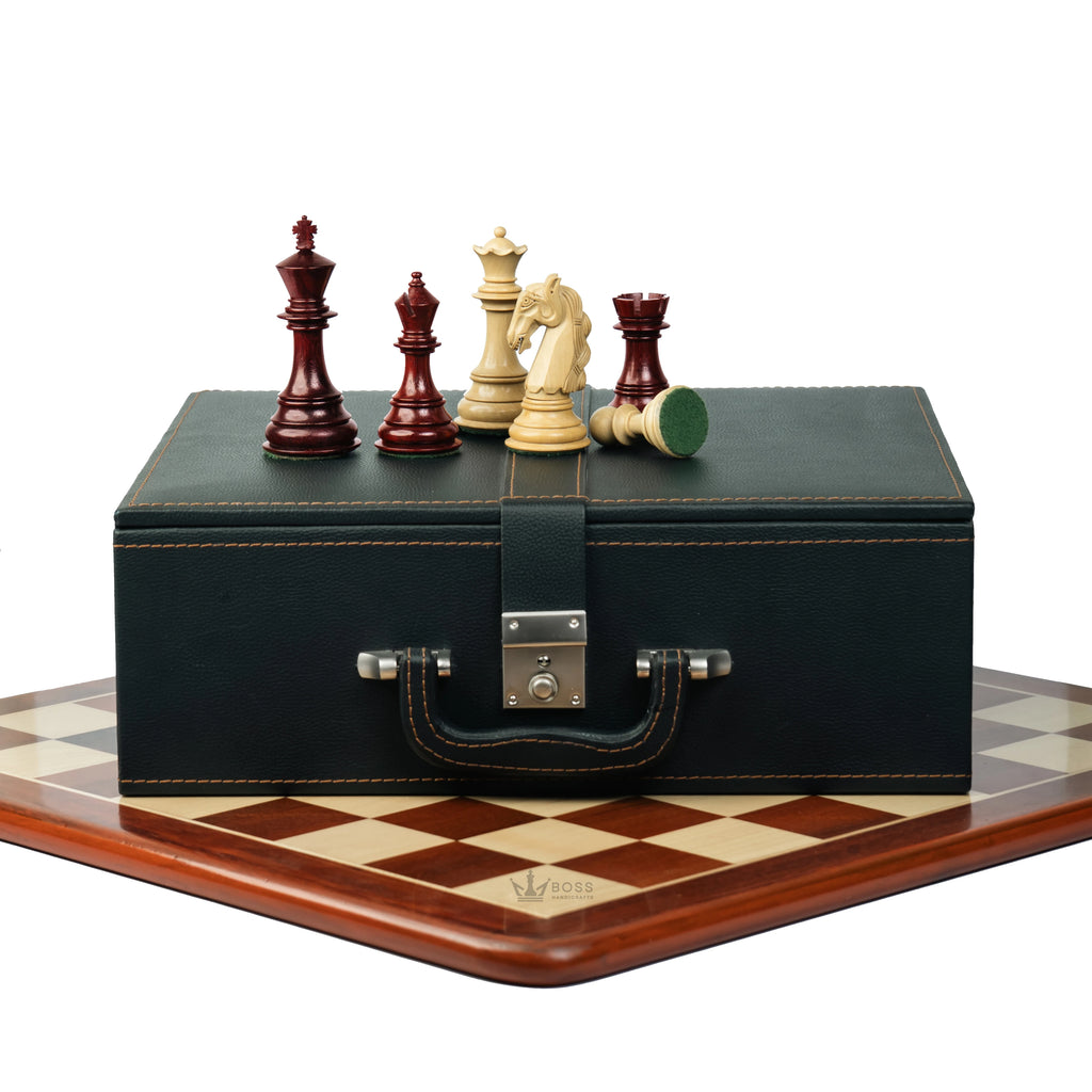 4.5” COLUMBIAN STAUNTON SERIES LUXURY TRIPLE WEIGHTED CHESS PIECES WITH 21” BOARD & BOX