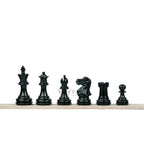 3” PRO ROYAL KNIGHT STAUNTON EBONISED WEIGHTED CHESS PIECES, 17” EBONY STYLE CHESSBOARD & STORAGE BOX