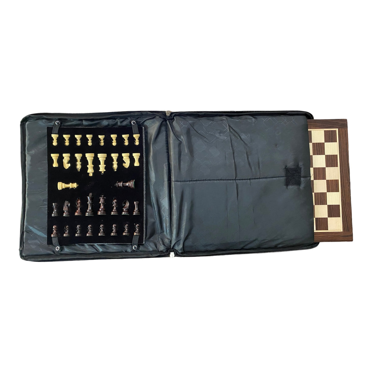 12” LUXURY ROSEWOOD CHESSBOARD WITH 2.25” STAUNTON ROSEWOOD MAGNETIC CHESS PIECES WITH BAG