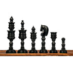 Lotus series ebonised wood chess pieces
