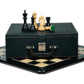 4.5” COLUMBIAN LUXURY STAUNTON EBONY TRIPLE WEIGHTED CHESS PIECES WITH 21” CHESSBOARD &amp; STORAGE BOX