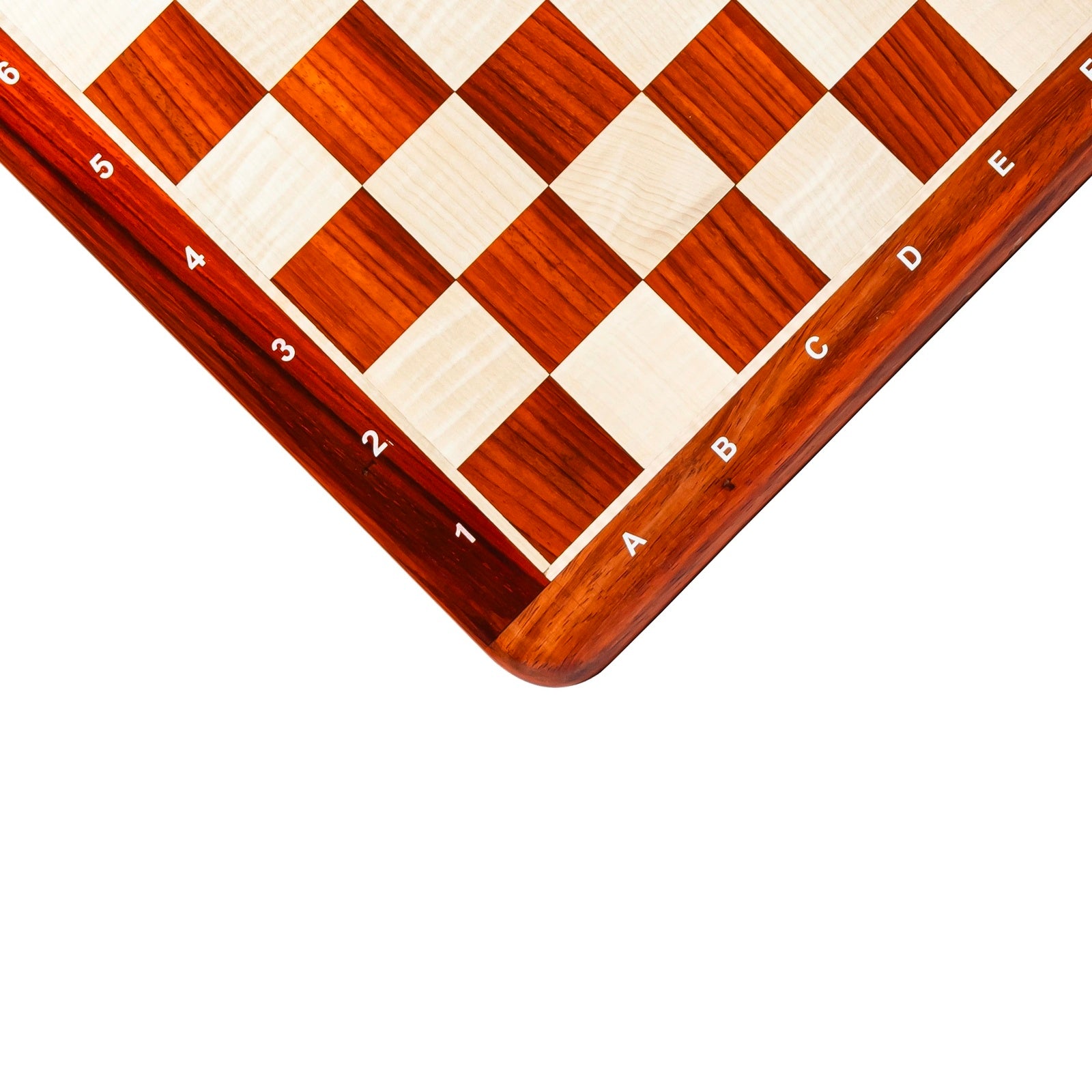 21” PADAUK (BUD) &amp; MAPLE WOOD CHESSBOARD WITH NOTATION - 55 mm SQUARE