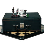 4.1” PAINTED ROYAL KNIGHT STAUNTON TRIPLE WEIGHTED CHESS PIECES, 21” EBONY BOARD &amp; BOX