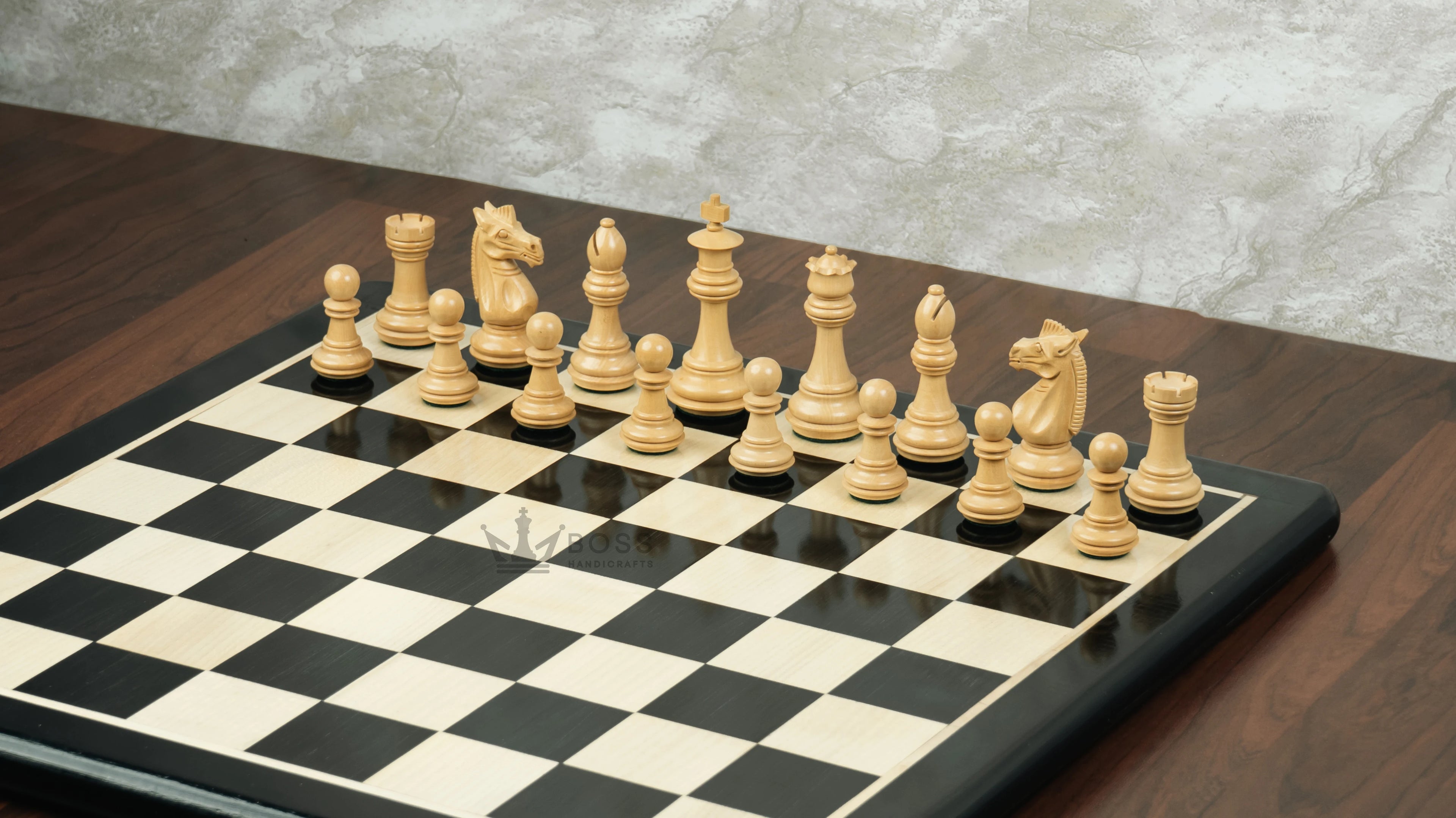 3.4” MEGHDOOT STAUNTON WEIGHTED EBONISED CHESS PIECES