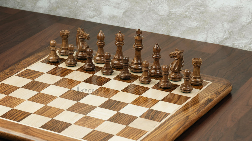 3.4” MEGHDOOT STAUNTON WEIGHTED GOLDEN ROSEWOOD CHESS PIECES