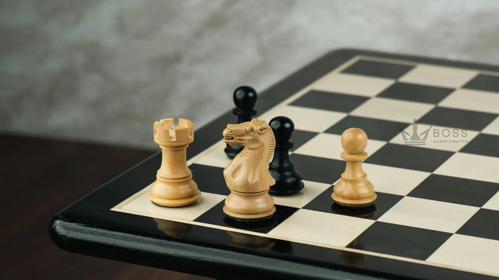 3” ROYAL KNIGHT STAUNTON EBONISED WEIGHTED CHESS PIECES