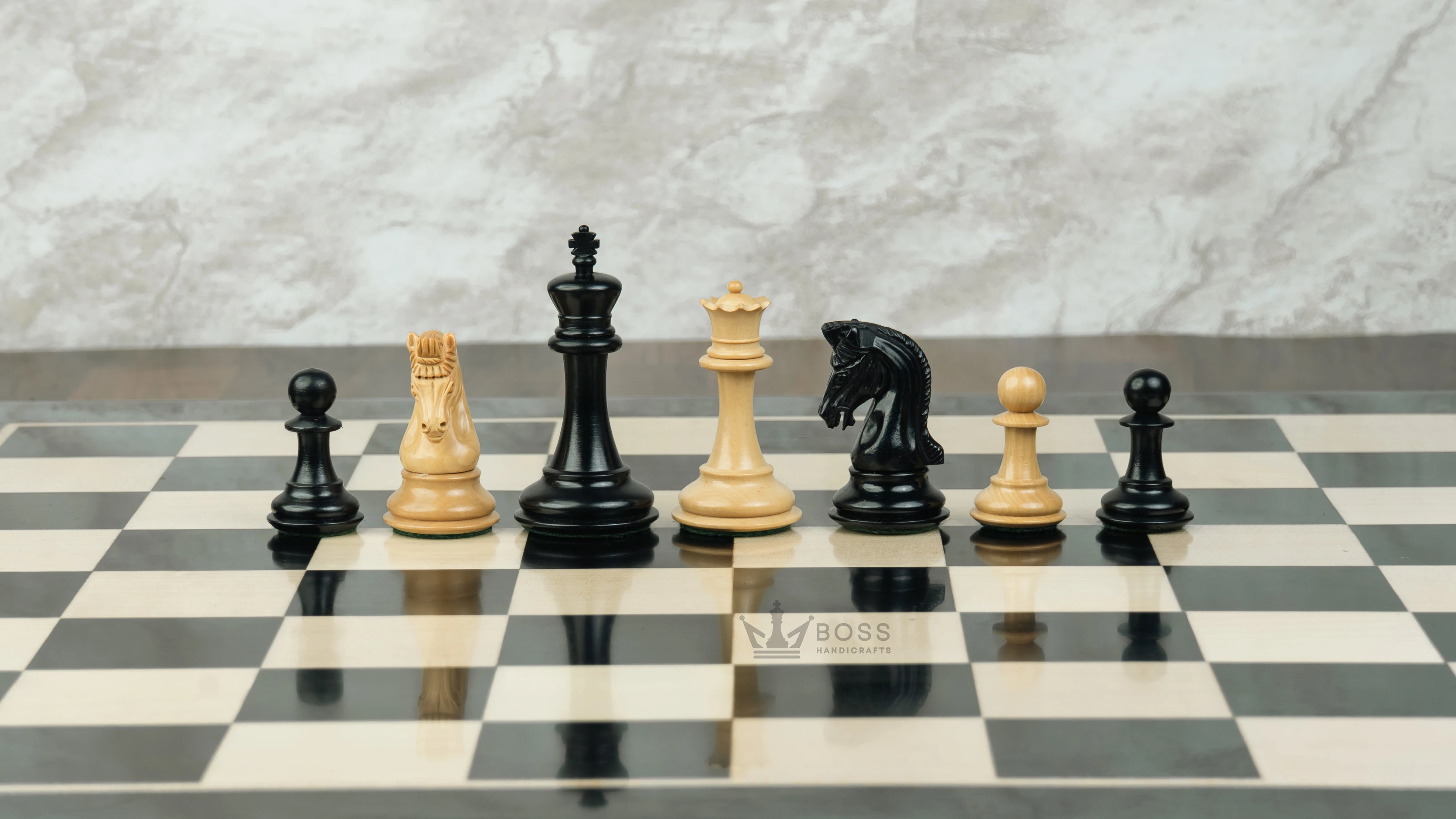 3.1” REPRODUCED 2016 SINQUEFIELD STAUNTON WEIGHTED EBONY CHESS PIECES