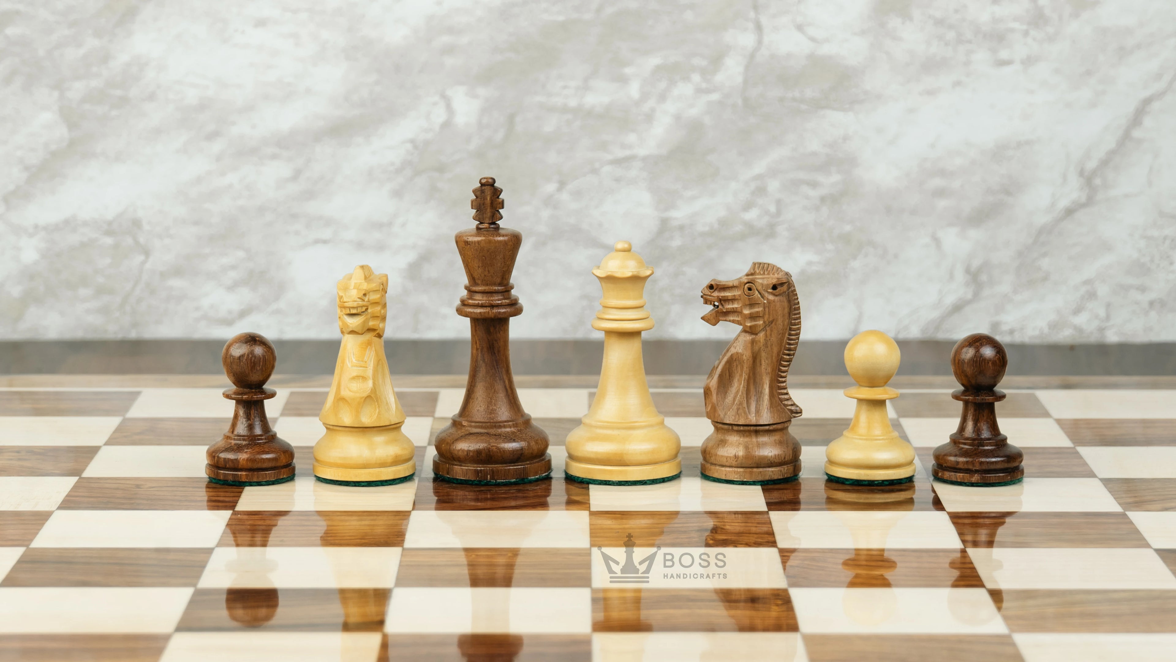 3.9” LAUGHING KNIGHT STAUNTON WEIGHTED CHESS PIECES