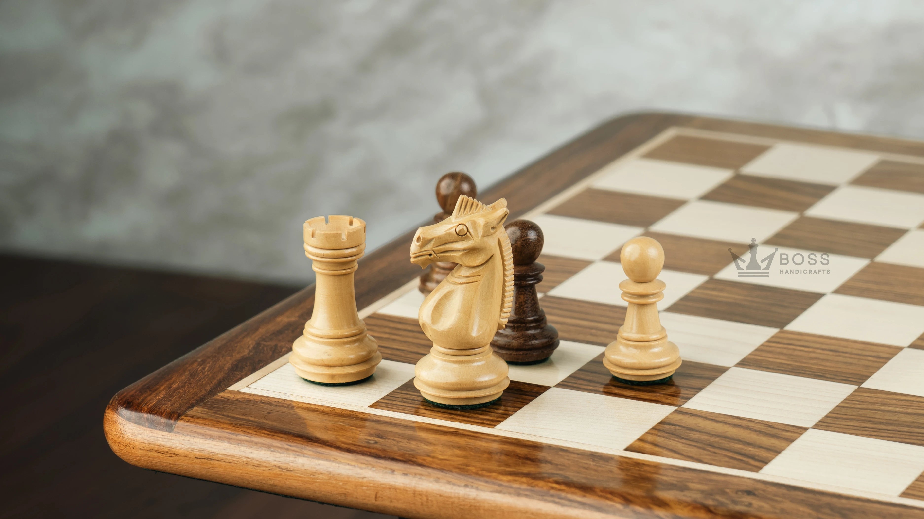 3.4” MEGHDOOT STAUNTON WEIGHTED GOLDEN ROSEWOOD CHESS PIECES