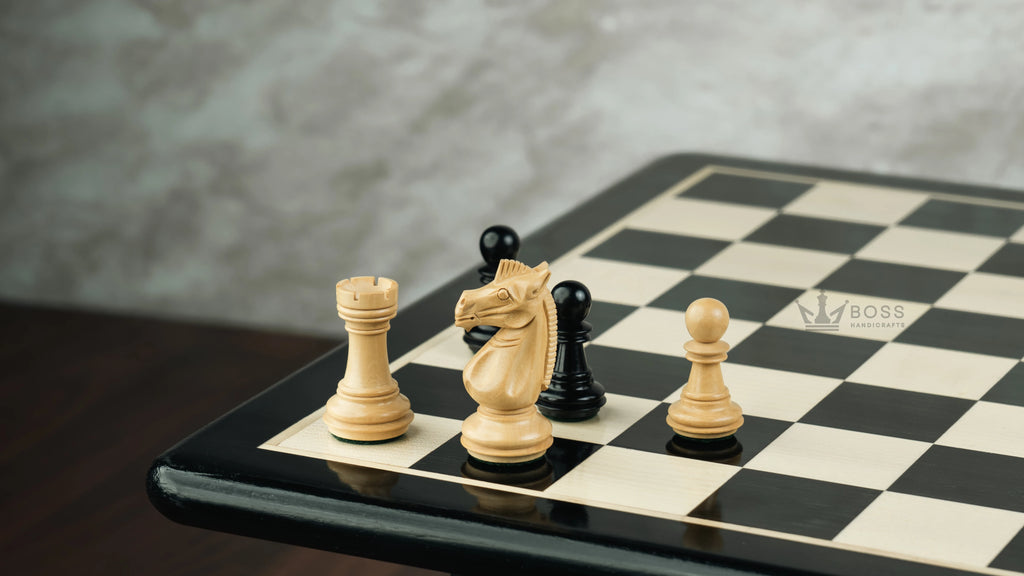 3.4” MEGHDOOT STAUNTON WEIGHTED EBONISED CHESS PIECES