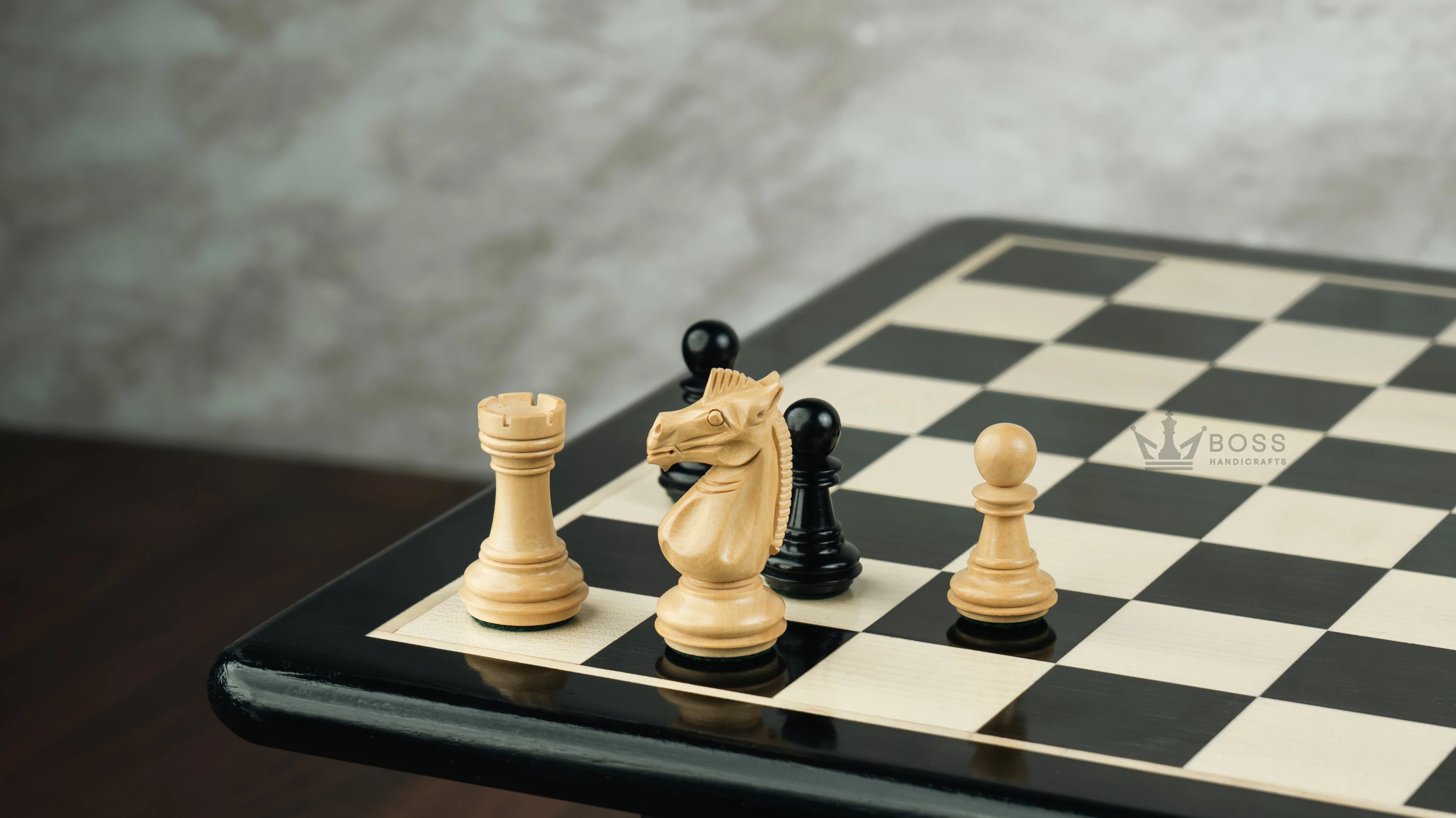 3.4” MEGHDOOT STAUNTON WEIGHTED EBONISED CHESS PIECES