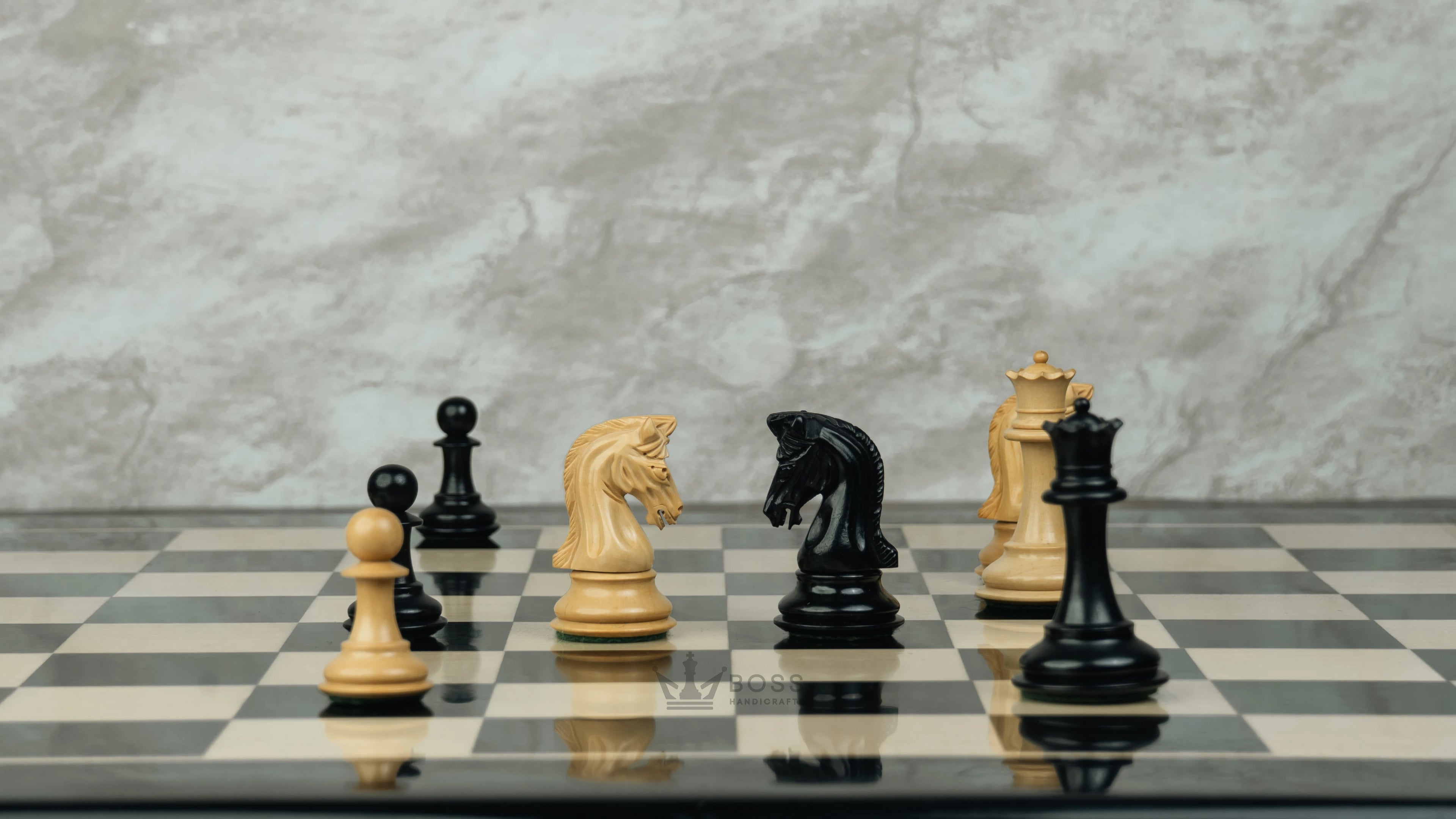 3.1” REPRODUCED 2016 SINQUEFIELD STAUNTON WEIGHTED EBONY CHESS PIECES