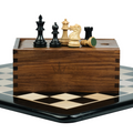 3” PRO ROYAL KNIGHT STAUNTON EBONISED WEIGHTED CHESS PIECES, 16” EBONY CHESSBOARD & STORAGE BOX