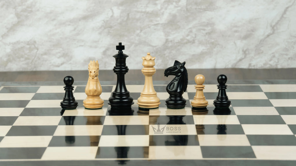 3.4” MEGHDOOT STAUNTON WEIGHTED EBONISED CHESS PIECES