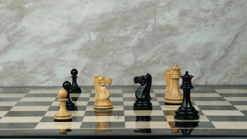 2.9” PROFESSIONAL STAUNTON EBONY WOOD WEIGHTED CHESS PIECES, 17” EBONY STYLE BOARD & BOX