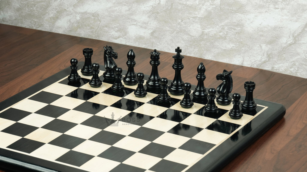 3.4” MEGHDOOT STAUNTON WEIGHTED EBONISED CHESS PIECES