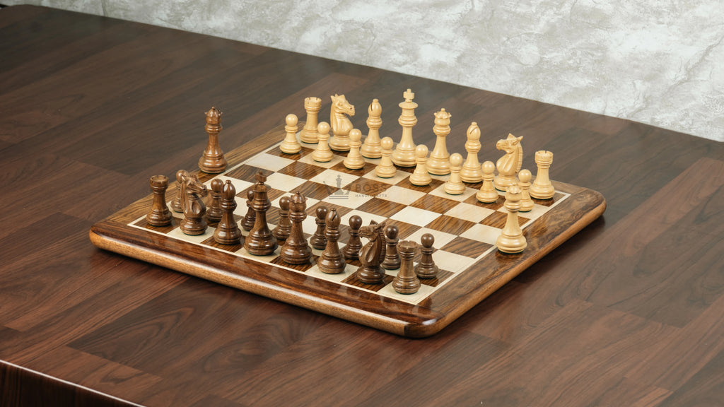 3.4” MEGHDOOT STAUNTON WEIGHTED GOLDEN ROSEWOOD CHESS PIECES