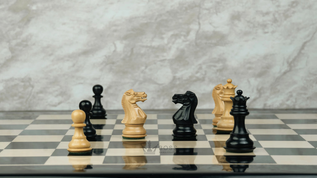 3” ROYAL KNIGHT STAUNTON EBONISED WEIGHTED CHESS PIECES