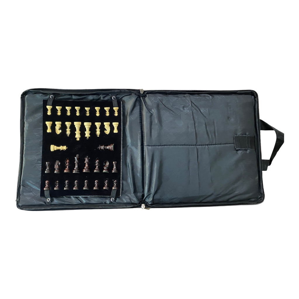 12” LUXURY ROSEWOOD CHESSBOARD WITH 2.25” STAUNTON ROSEWOOD MAGNETIC CHESS PIECES WITH BAG