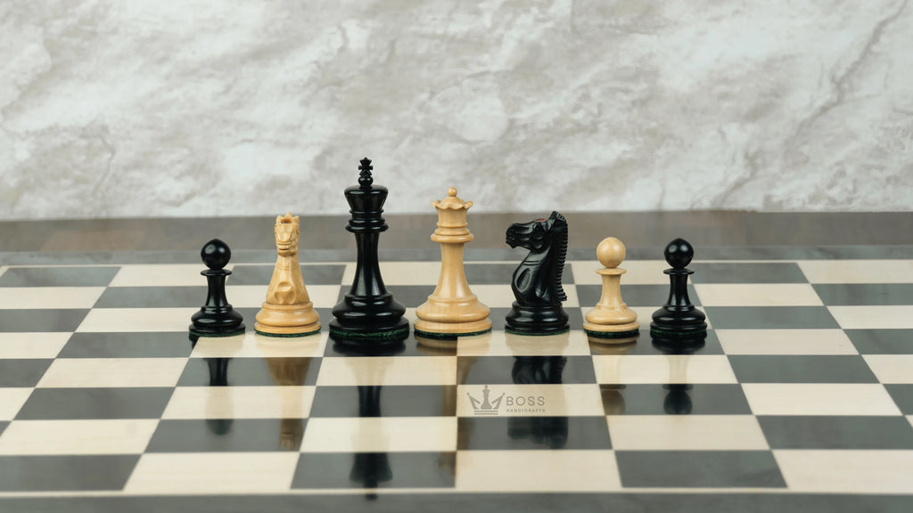 2.9” PROFESSIONAL STAUNTON EBONY WOOD WEIGHTED CHESS PIECES, 17” EBONY STYLE BOARD & BOX