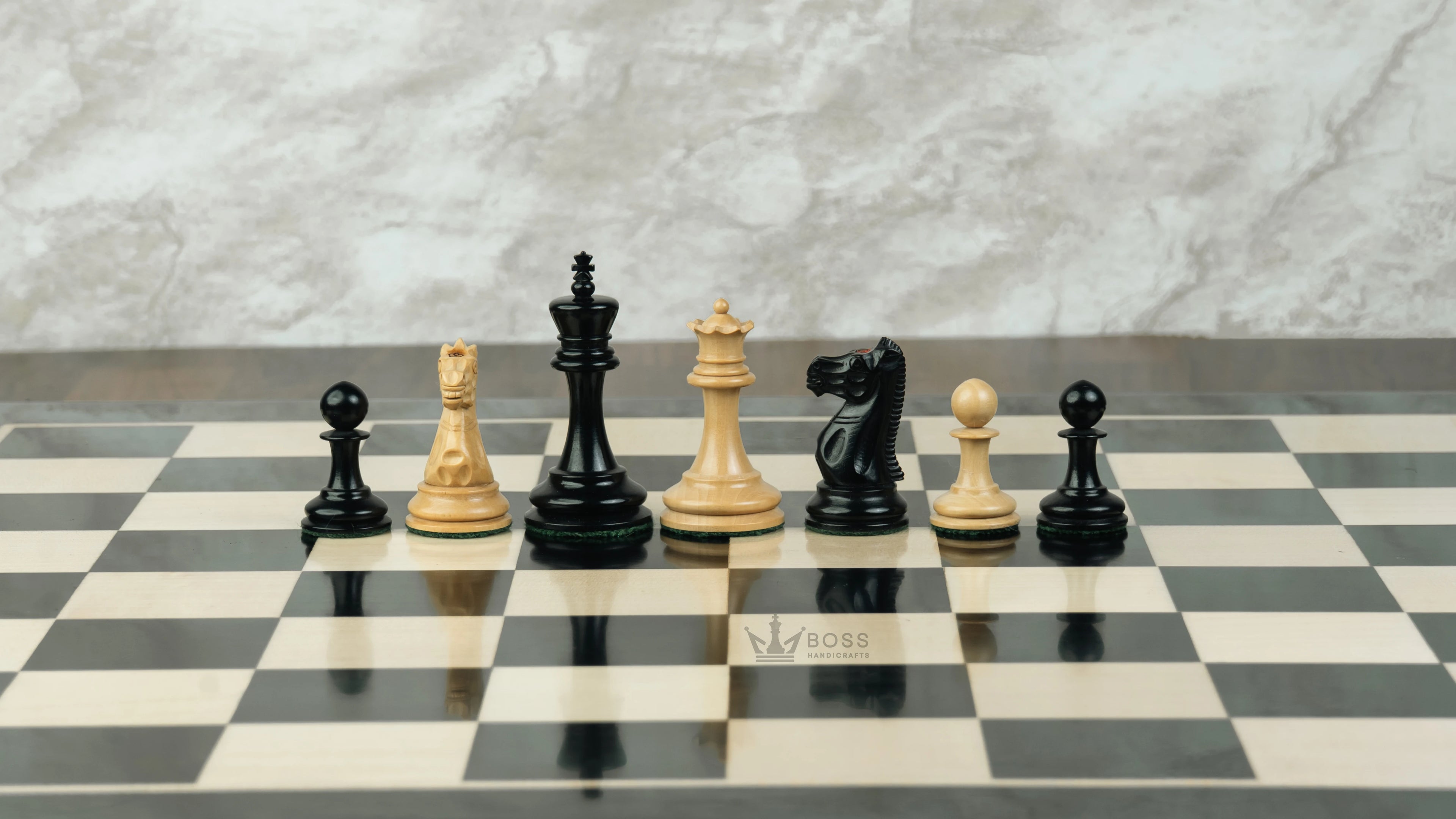 2.9” PROFESSIONAL STAUNTON EBONY WOOD WEIGHTED CHESS PIECES, 17” EBONY STYLE BOARD & BOX