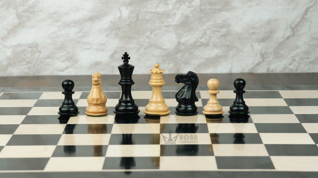 3” ROYAL KNIGHT STAUNTON EBONISED WEIGHTED CHESS PIECES