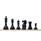 3.9” ROYAL KNIGHT STAUNTON EBONISED WEIGHTED CHESS PIECES WITH 21” EBONY WOOD BOARD & STORAGE BOX