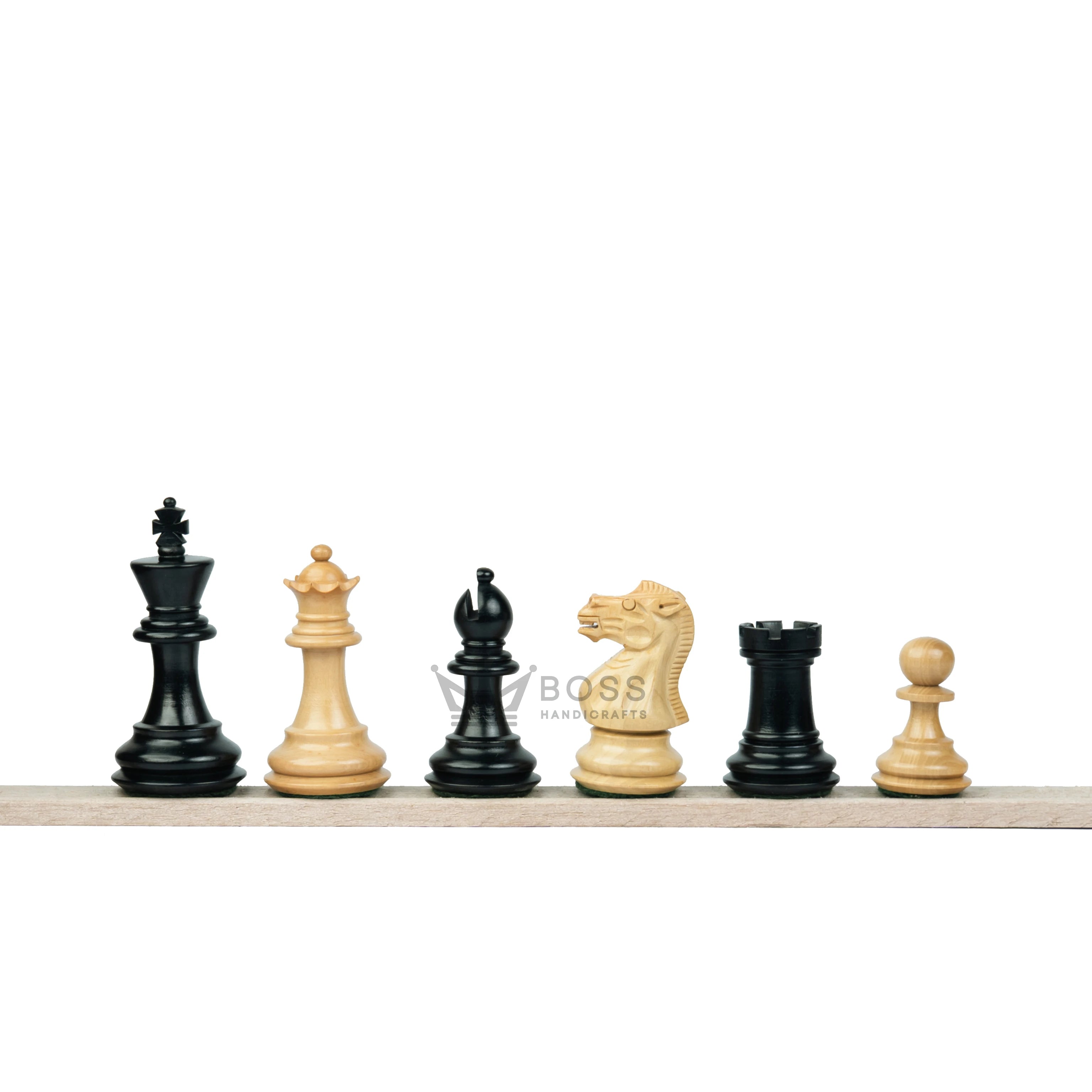 3” PRO ROYAL KNIGHT STAUNTON EBONISED WEIGHTED CHESS PIECES, 17” EBONY STYLE CHESSBOARD & STORAGE BOX