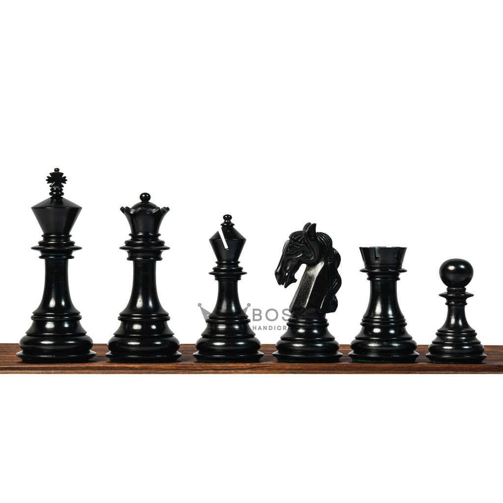4.5” COLUMBIAN LUXURY STAUNTON EBONY TRIPLE WEIGHTED CHESS PIECES WITH 21” CHESSBOARD & STORAGE BOX