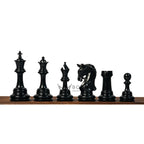 4.3” ELEGANT BRIDLE KNIGHT LUXURY STAUNTON EBONY TRIPLE WEIGHTED CHESS PIECES WITH EBONY CHESSBOARD & STORAGE BOX