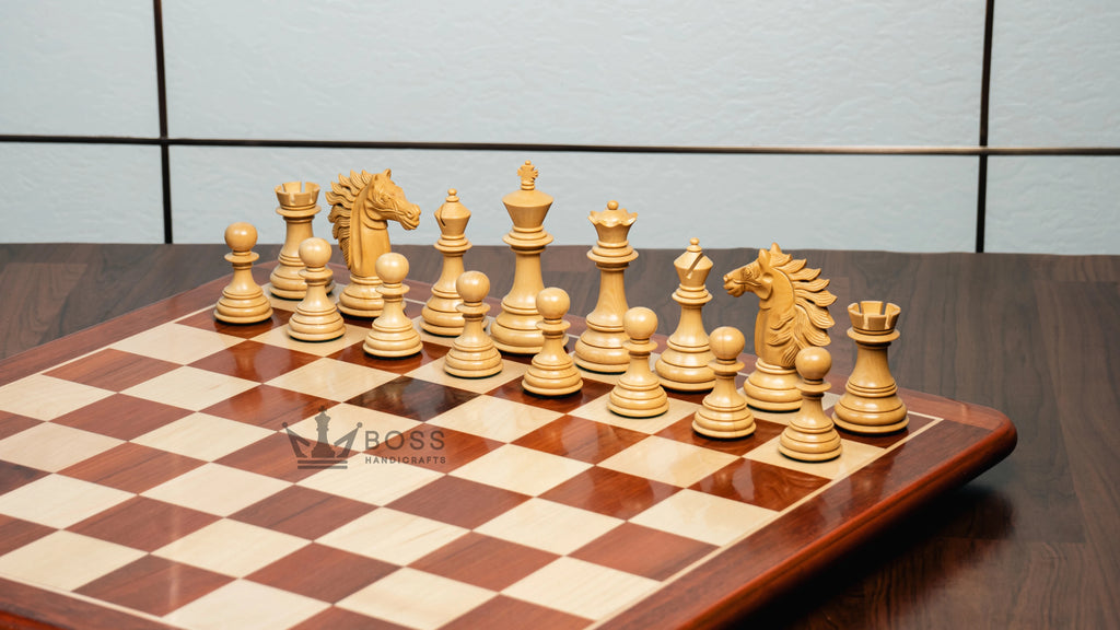 4.5” FLARE KNIGHT LUXURY STAUNTON PADAUK TRIPLE WEIGHTED CHESS PIECES
