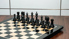 4.3” ELEGANT BRIDLE KNIGHT LUXURY STAUNTON EBONY TRIPLE WEIGHTED CHESS PIECES WITH EBONY CHESSBOARD & STORAGE BOX