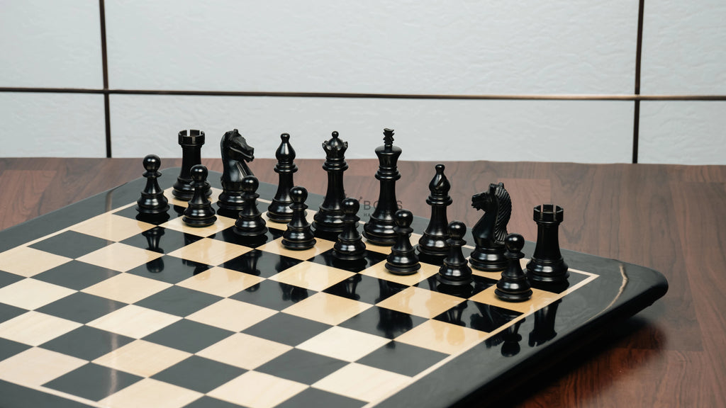 4” NOSEBAND KNIGHT STAUNTON EBONY TRIPLE WEIGHTED CHESS PIECES