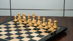 4" FIERCE KNIGHT STAUNTON EBONY TRIPLE WEIGHTED CHESS PIECES