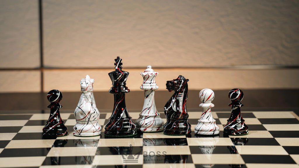 4” PAINTED ROYAL KNIGHT STAUNTON TRIPLE WEIGHTED CHESS PIECES