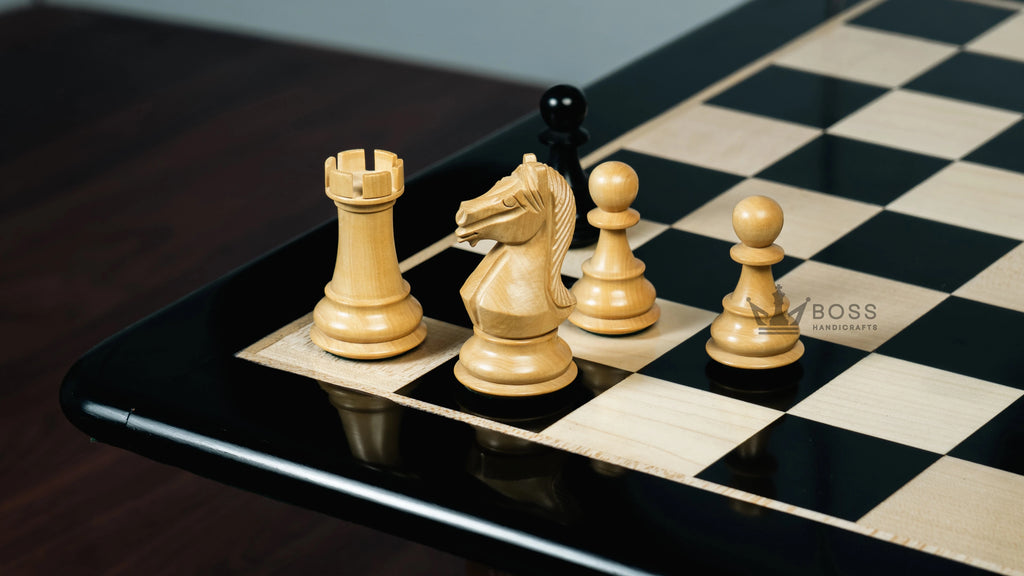 4” NOSEBAND KNIGHT STAUNTON EBONY TRIPLE WEIGHTED CHESS PIECES