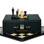 4.5” COLUMBIAN LUXURY STAUNTON EBONY TRIPLE WEIGHTED CHESS PIECES WITH 21” CHESSBOARD & STORAGE BOX