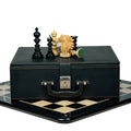 4.4” ARTHUR KNIGHT LUXURY STAUNTON EBONY CHESS PIECES WITH 21” EBONY CHESSBOARD & STORAGE BOX