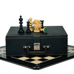 4.4” ARTHUR KNIGHT LUXURY STAUNTON EBONY CHESS PIECES WITH 21” EBONY CHESSBOARD & STORAGE BOX