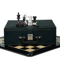 4” PAINTED ROYAL KNIGHT STAUNTON TRIPLE WEIGHTED CHESS PIECES, 21” EBONY BOARD & BOX